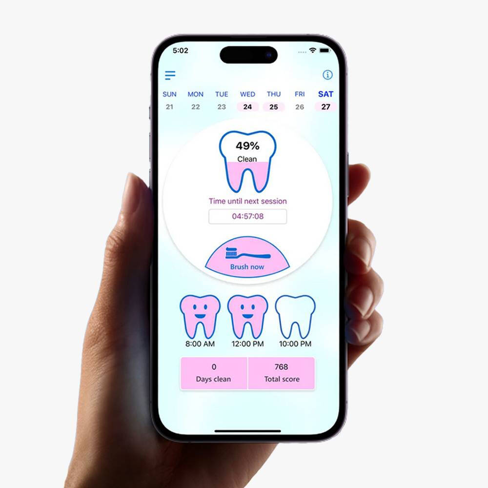 iPhone with the YouBrush app displayed